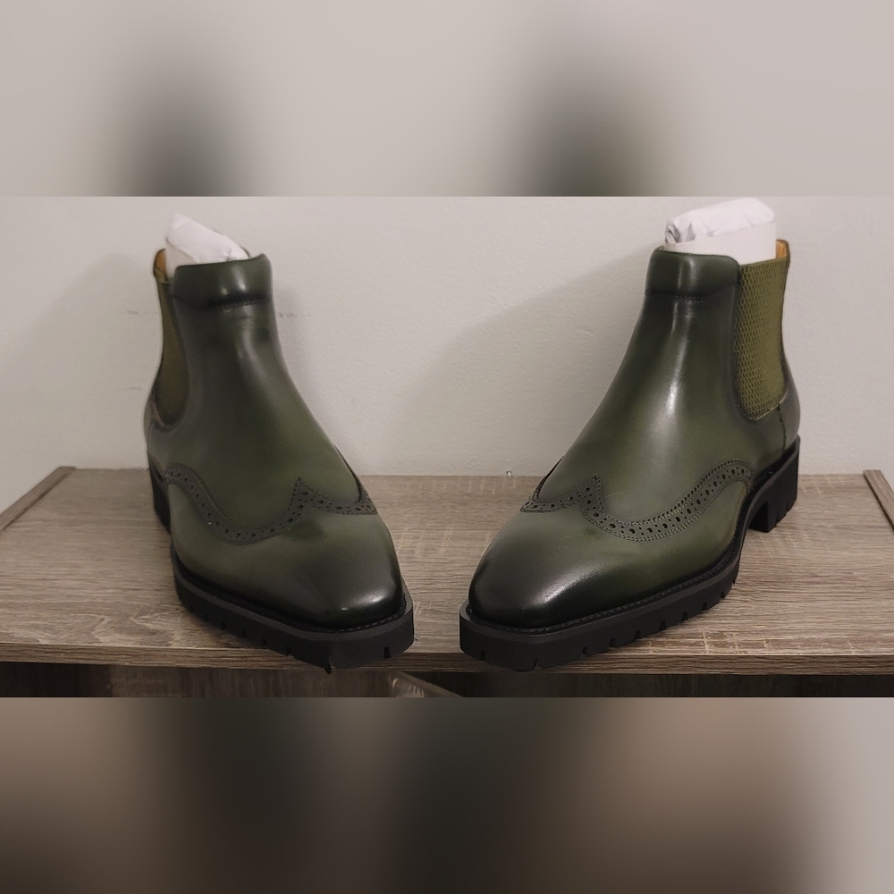 Olive Green Men's Oxford Ankle Boots